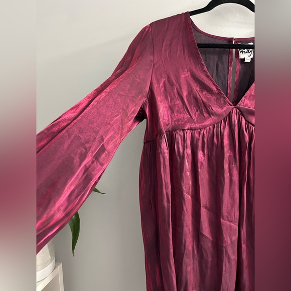 Lola may smock dress in shimmer red wine - Picture 3 of 8